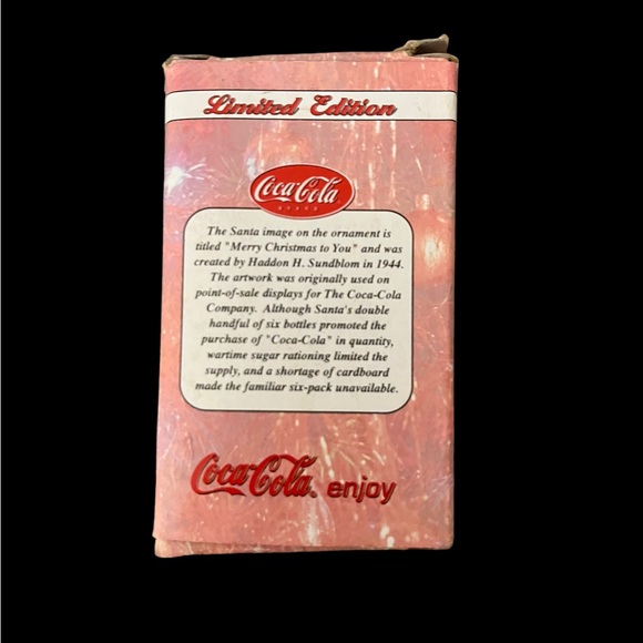 Vintage 2000 Coca Cola Santa Limited Edition Ornament "Merry Christmas to You " - Picture 7 of 11